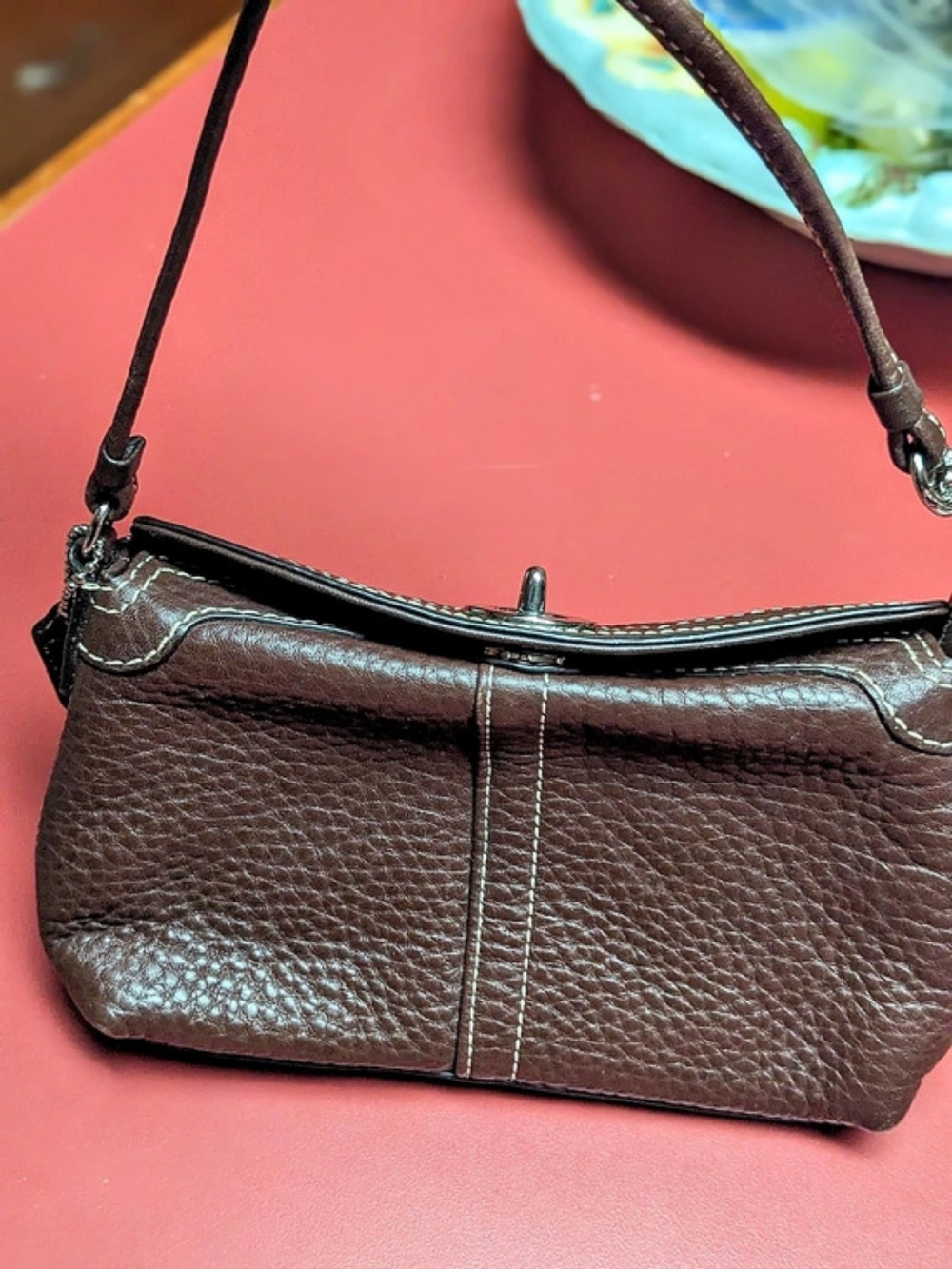 Coach Legacy Brown Leather Turnlock Wristlet Crossbody Bag - Picture 3 of 7